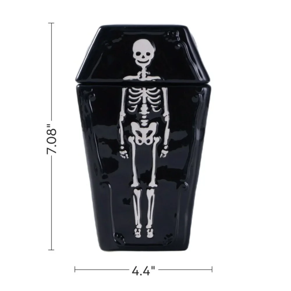 NEW Ceramic Coffin Jar Bathroom Decor Black Goth Skeleton Party Decorations Goth